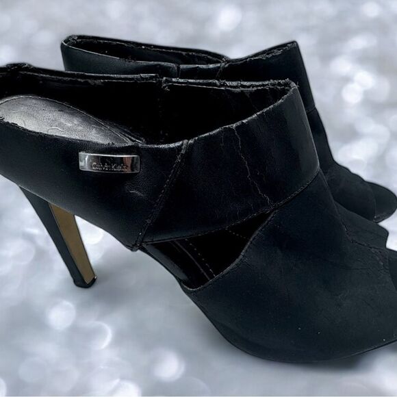 Calvin Klein Leather 4” Stiletto Heels w/ Ankle Strap l Silver Hardware 7.5 GUC - Picture 3 of 9